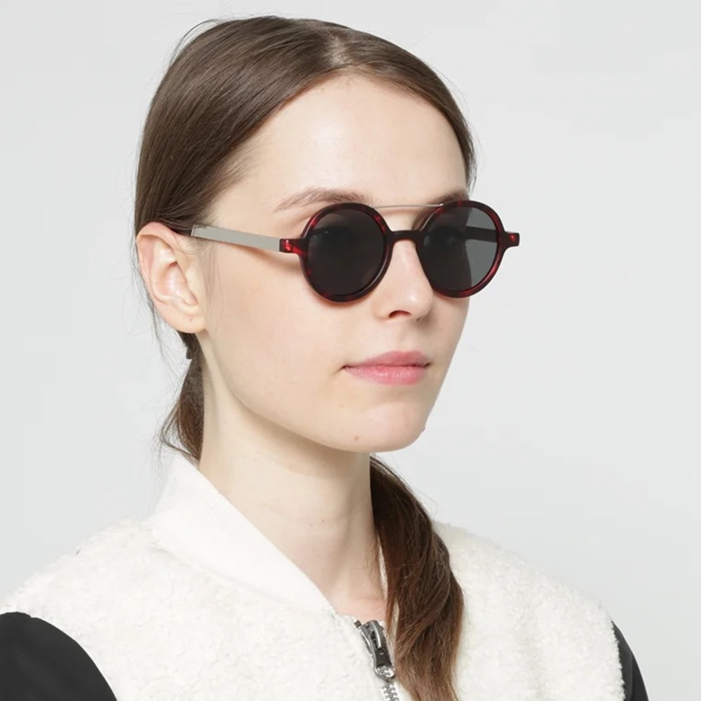 KOMONO Vivien Tortoise Silver Sunglasses Round Red - Picture 4 of 12